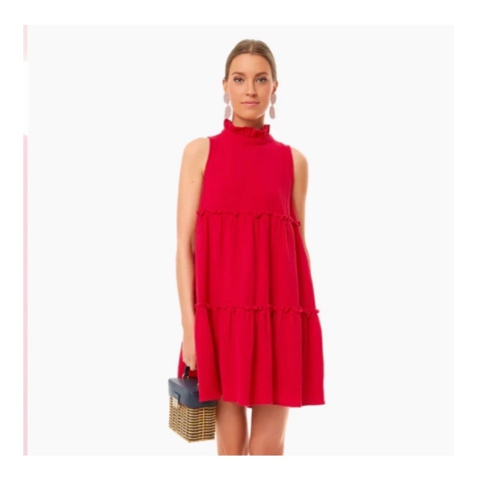 Pomander Place Red Gauze Morgan Dress M 100% Cotton Tuckernuck